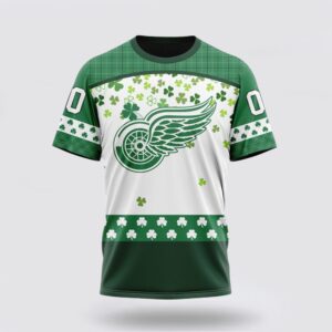 Personalized NHL Detroit Red Wings 3D T Shirt Special Design For St Patrick Day T Shirt 1