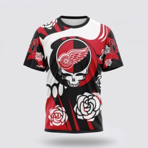 Personalized NHL Detroit Red Wings 3D T Shirt Special Grateful Dead Gathering Flowers Design T Shirt 1