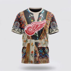 Personalized NHL Detroit Red Wings 3D T Shirt Special Native Costume Design T Shirt 1