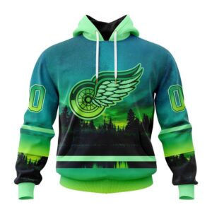 Personalized NHL Detroit Red Wings All Over Print Hoodie Special Design With Northern Light Full Printed Hoodie 1