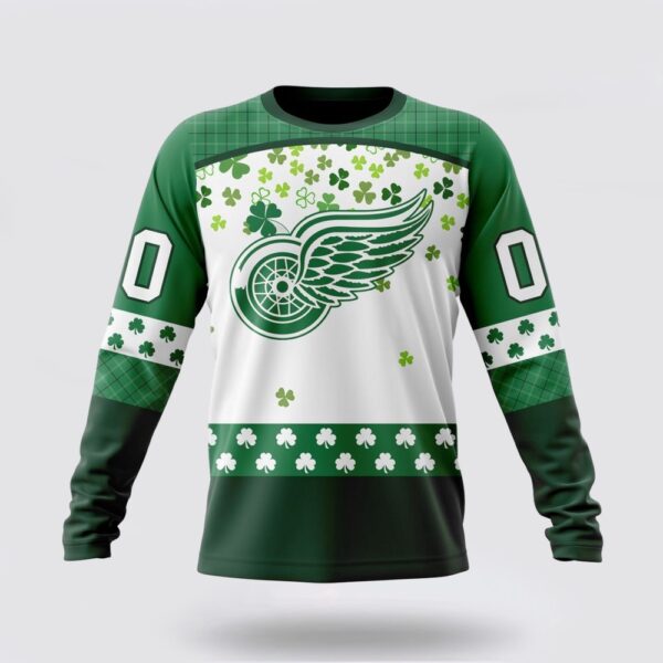 Personalized NHL Detroit Red Wings Crewneck Sweatshirt Special Design For St Patrick Day Sweatshirt