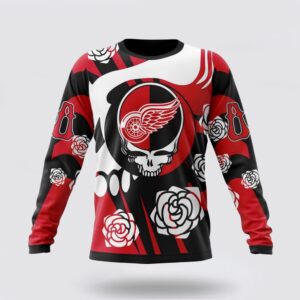 Personalized NHL Detroit Red Wings Crewneck Sweatshirt Special Grateful Dead Gathering Flowers Design Sweatshirt 1