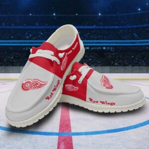 Personalized NHL Detroit Red Wings Hey Dude Shoes For Hockey Fans