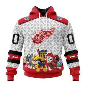 Personalized NHL Detroit Red Wings Hoodie Special PawPatrol Design Hoodie 1