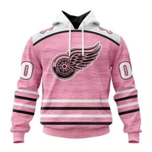 Personalized NHL Detroit Red Wings Hoodie Special Pink Fight Breast Cancer Design Hoodie 1