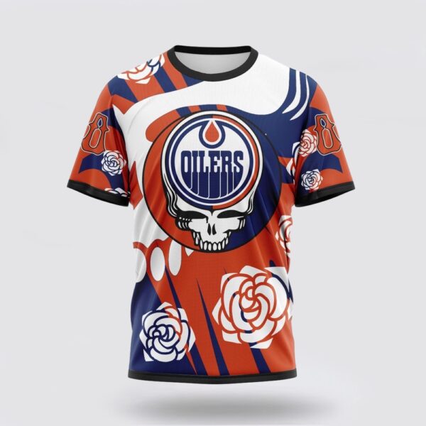 Personalized NHL Edmonton Oilers 3D T Shirt Special Grateful Dead Gathering Flowers Design T Shirt