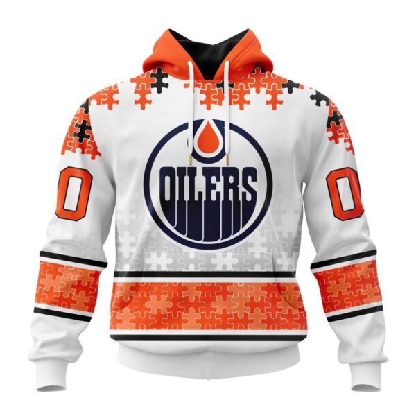 Personalized NHL Edmonton Oilers All Over Print Hoodie Special Autism Awareness Design With Home Jersey Style Hoodie