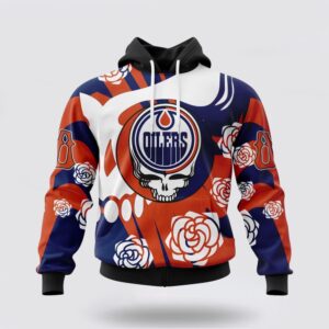Personalized NHL Edmonton Oilers All Over Print Hoodie Special Grateful Dead Gathering Flowers Design Hoodie 1
