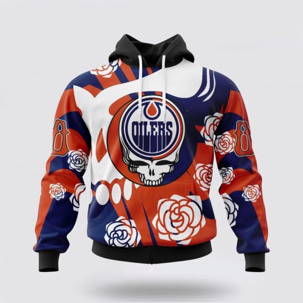 Personalized NHL Edmonton Oilers All Over Print Hoodie Special Grateful Dead Gathering Flowers Design Hoodie