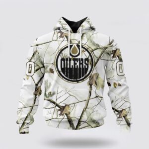 Personalized NHL Edmonton Oilers All Over Print Hoodie Special White Winter Hunting Camo Design Hoodie 1