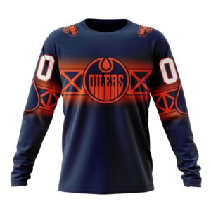 Personalized NHL Edmonton Oilers Crewneck Sweatshirt New Gradient Series Concept 1