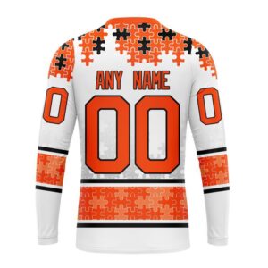 Personalized NHL Edmonton Oilers Crewneck Sweatshirt Special Autism Awareness Design With Home Jersey Style 2