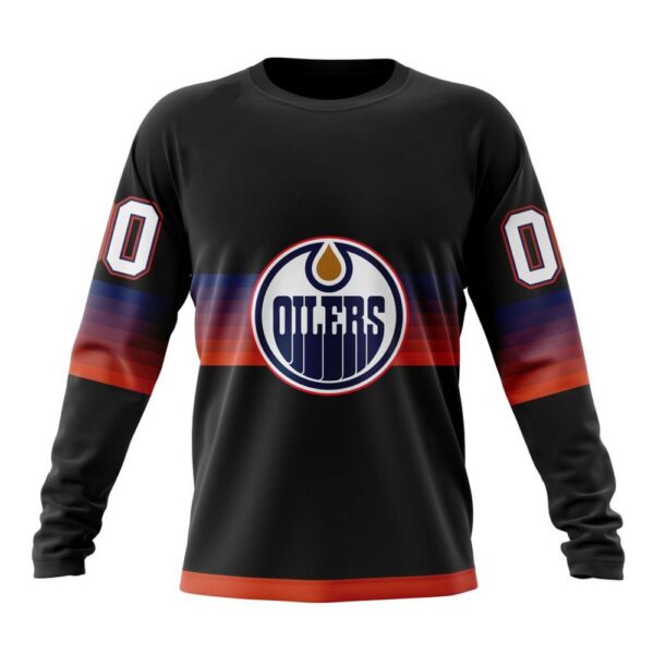 Personalized NHL Edmonton Oilers Crewneck Sweatshirt Special Black And Gradient Design