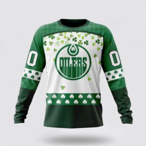 Personalized NHL Edmonton Oilers Crewneck Sweatshirt Special Design For St Patrick Day Sweatshirt 1