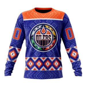 Personalized NHL Edmonton Oilers Crewneck Sweatshirt Special Design With Native Pattern Sweatshirt 1