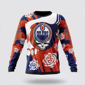 Personalized NHL Edmonton Oilers Crewneck Sweatshirt Special Grateful Dead Gathering Flowers Design Sweatshirt 1