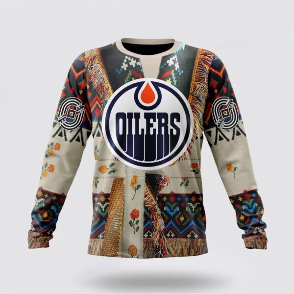 Personalized NHL Edmonton Oilers Crewneck Sweatshirt Specialized Special Native Costume Design Sweatshirt