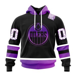 Personalized NHL Edmonton Oilers Hoodie Special Black Hockey Fights Cancer Kits Hoodie 1