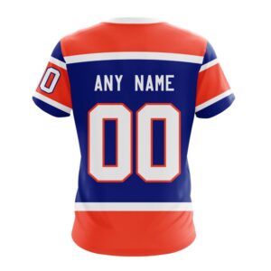 Personalized NHL Edmonton Oilers T Shirt Blue 2024 Heritage Classic T Shirt 2