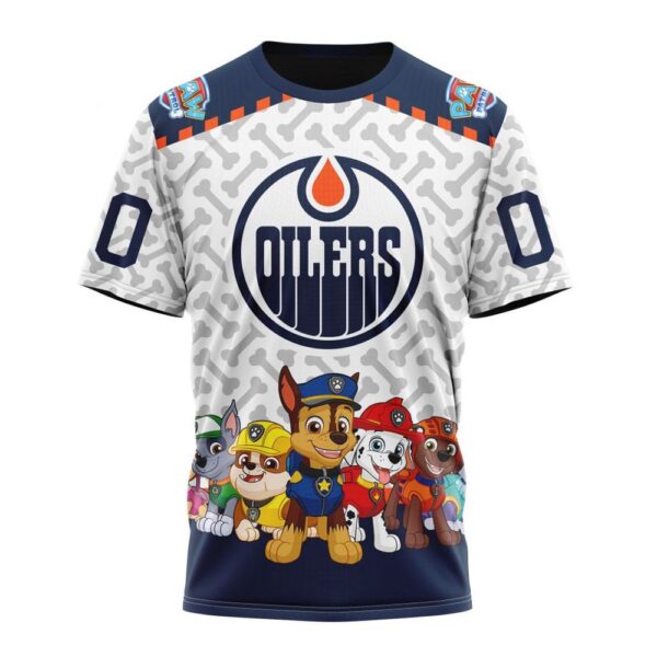 Personalized NHL Edmonton Oilers T-Shirt Special PawPatrol Design T-Shirt