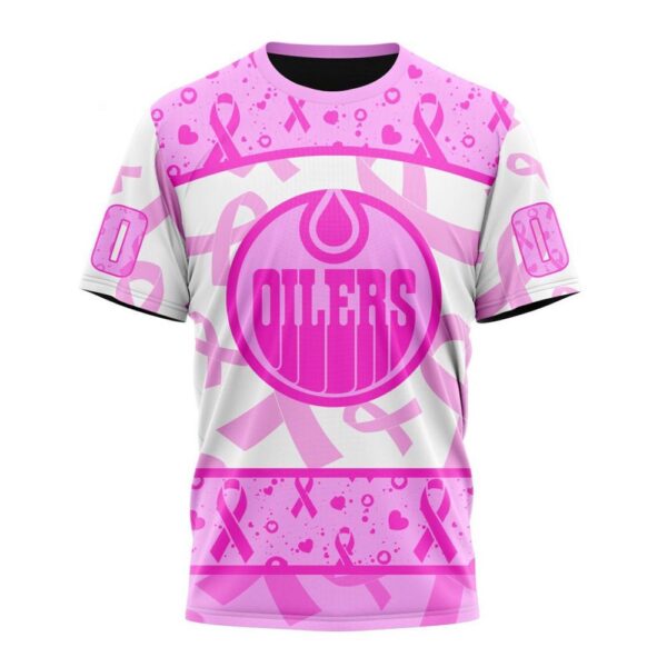 Personalized NHL Edmonton Oilers T-Shirt Special Pink October Breast Cancer Awareness Month T-Shirt