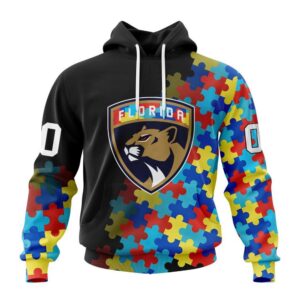 Personalized NHL Florida Panthers All Over Print Hoodie Special Black Autism Awareness Design Hoodie 1