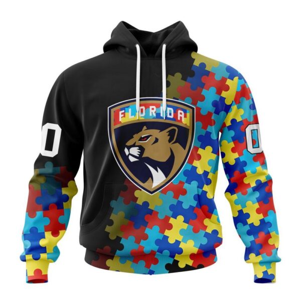 Personalized NHL Florida Panthers All Over Print Hoodie Special Black Autism Awareness Design Hoodie