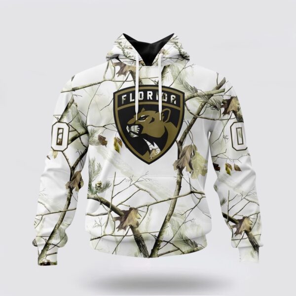 Personalized NHL Florida Panthers All Over Print Hoodie Special White Winter Hunting Camo Design Hoodie