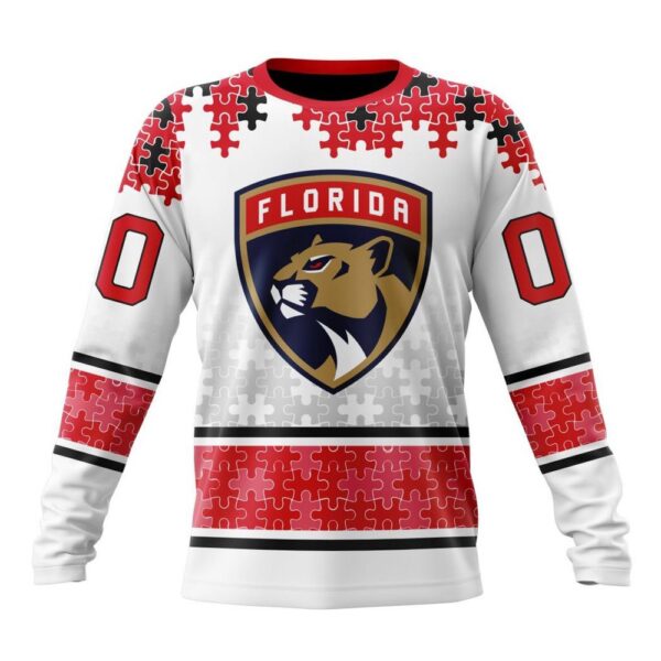 Personalized NHL Florida Panthers Crewneck Sweatshirt Special Autism Awareness Design With Home Jersey Style