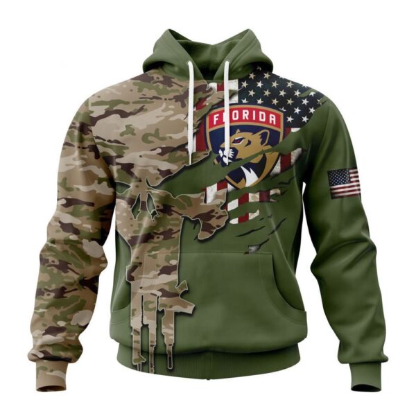 Personalized NHL Florida Panthers Hoodie Special Camo Skull Design Hoodie