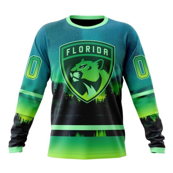 Personalized NHL Florida Panthers Special Crewneck Sweatshirt Design With Northern Light Full Printed Sweatshirt