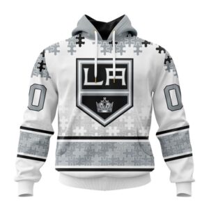 Personalized NHL Los Angeles Kings All Over Print Hoodie Special Autism Awareness Design With Home Jersey Style Hoodie 1