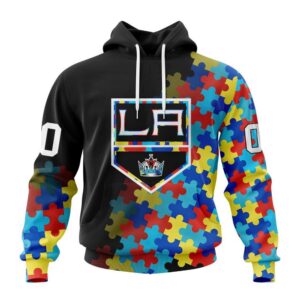 Personalized NHL Los Angeles Kings All Over Print Hoodie Special Black Autism Awareness Design Hoodie 1