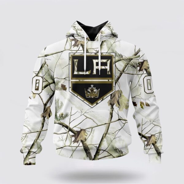 Personalized NHL Los Angeles Kings All Over Print Hoodie Special White Winter Hunting Camo Design Hoodie