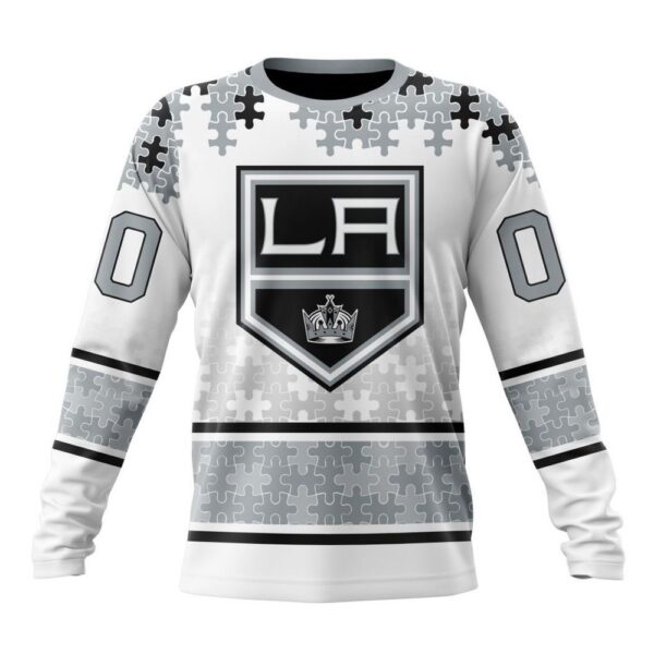 Personalized NHL Los Angeles Kings Crewneck Sweatshirt Special Autism Awareness Design With Home Jersey Style