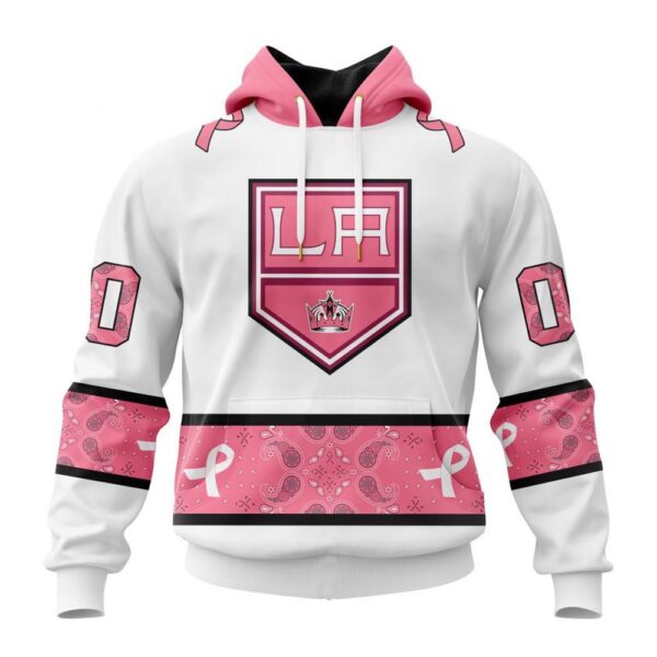 Personalized NHL Los Angeles Kings Hoodie In Classic Style With Paisley In October We Wear Pink Breast Cancer Hoodie