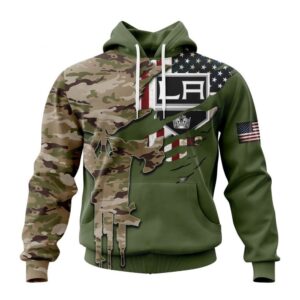 Personalized NHL Los Angeles Kings Hoodie Special Camo Skull Design Hoodie 1