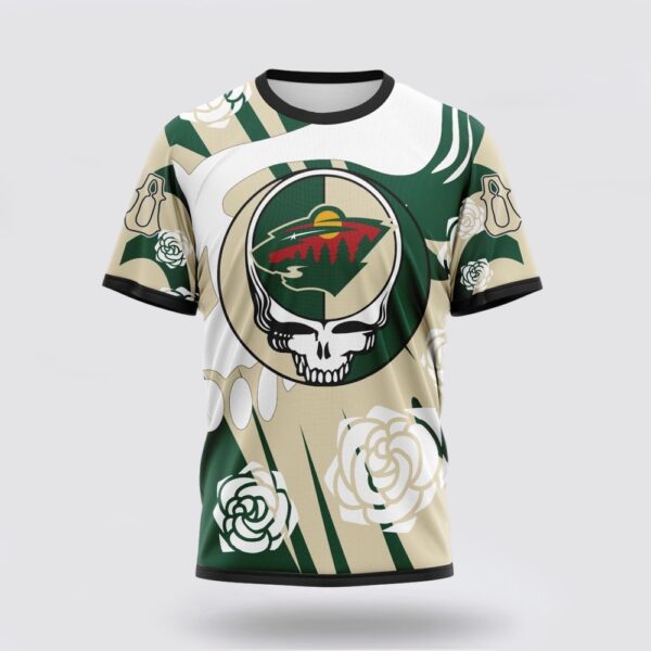 Personalized NHL Minnesota Wild 3D T Shirt Special Grateful Dead Gathering Flowers Design T Shirt