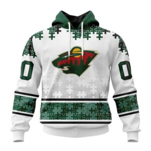 Personalized NHL Minnesota Wild All Over Print Hoodie Special Autism Awareness Design With Home Jersey Style Hoodie 1