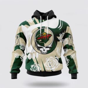 Personalized NHL Minnesota Wild All Over Print Hoodie Special Grateful Dead Gathering Flowers Design Hoodie 1