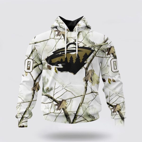 Personalized NHL Minnesota Wild All Over Print Hoodie Special White Winter Hunting Camo Design Hoodie