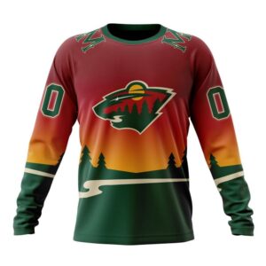 Personalized NHL Minnesota Wild Crewneck Sweatshirt New Gradient Series Concept 1
