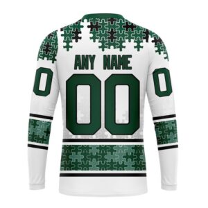 Personalized NHL Minnesota Wild Crewneck Sweatshirt Special Autism Awareness Design With Home Jersey Style 2