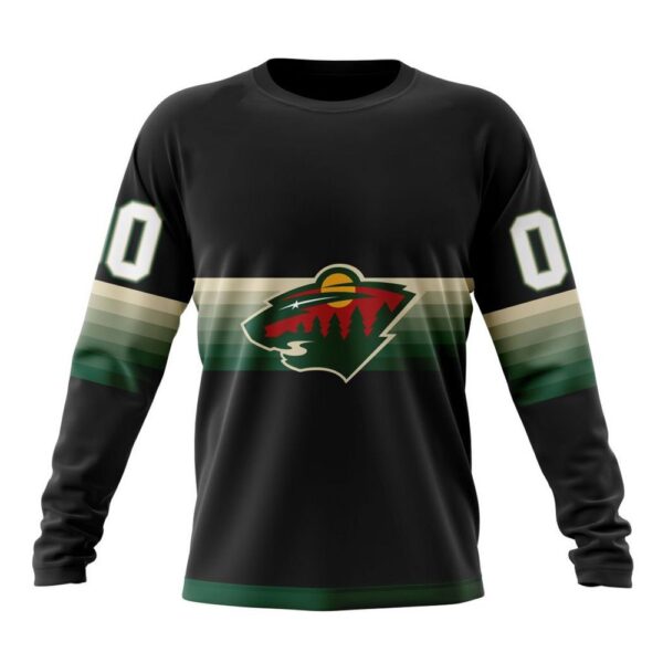 Personalized NHL Minnesota Wild Crewneck Sweatshirt Special Black And Gradient Design