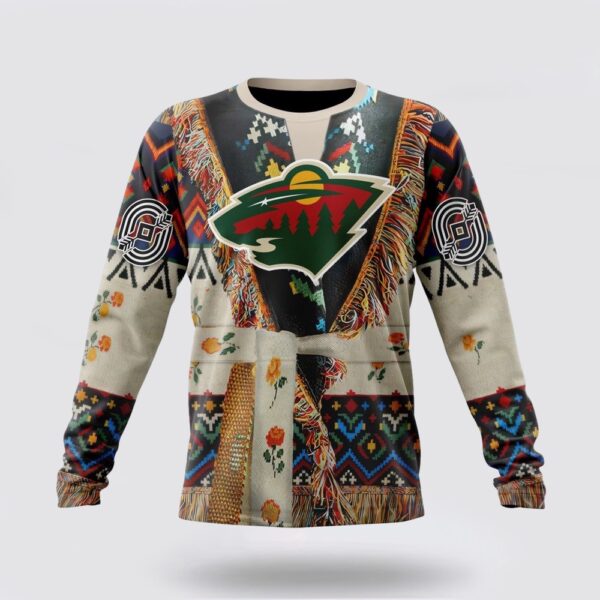 Personalized NHL Minnesota Wild Crewneck Sweatshirt Specialized Special Native Costume Design Sweatshirt
