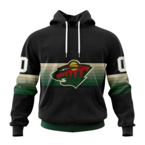 Personalized NHL Minnesota Wild Hoodie Special Black And Gradient Design Hoodie 1