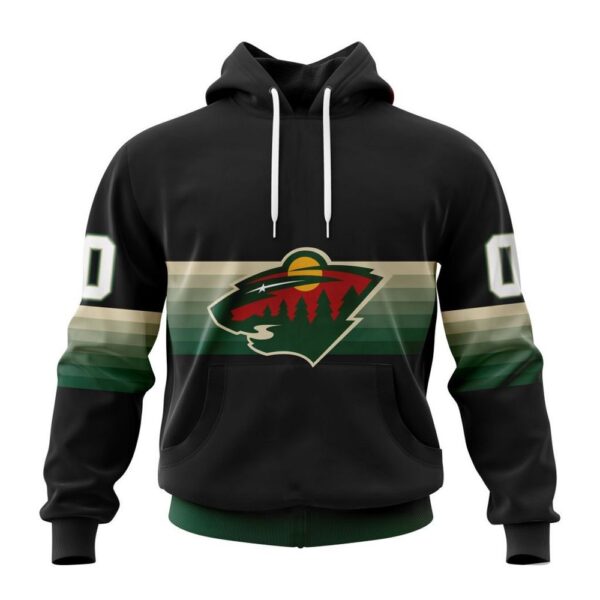 Personalized NHL Minnesota Wild Hoodie Special Black And Gradient Design Hoodie