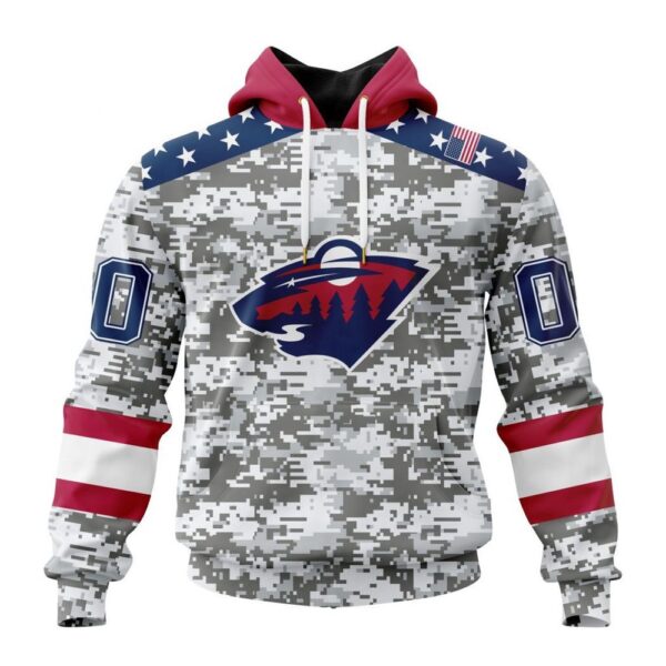 Personalized NHL Minnesota Wild Hoodie Special Camo Design For Veterans Day Hoodie