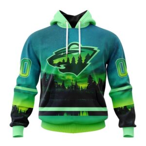 Personalized NHL Minnesota Wild Hoodie Special Design With Northern Lights Hoodie 1