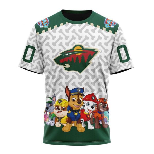 Personalized NHL Minnesota Wild T-Shirt Special PawPatrol Design T-Shirt